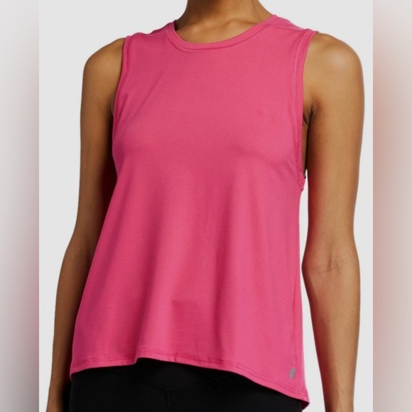 X By Gottex Women's Pink Crew-Neck Vented Back Athletic Tank - Picture 4 of 4